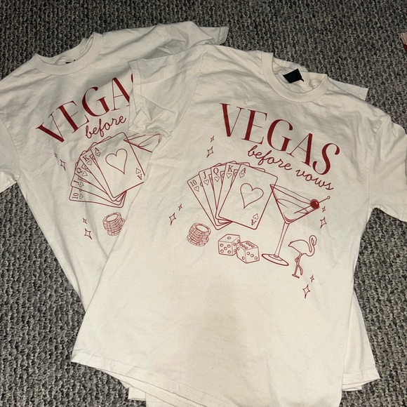 Vegas Bachelorette Tees - Gildan White and Red Short Sleeve - Picture 1 of 6